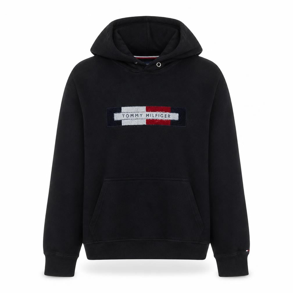 Mens UK Size L Tommy Hilfiger Black Pullover Hoodie