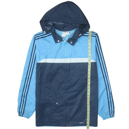 Adidas Men's Blue Windbreaker Jacket M Retro 90s Hooded Lightweight