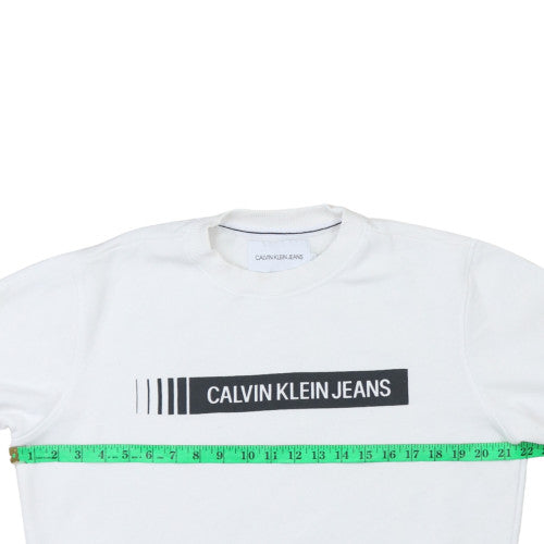 Mens UK Size M Calvin Klein Jeans White Pullover Sweatshirt