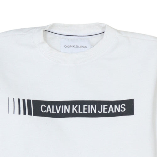 Mens UK Size M Calvin Klein Jeans White Pullover Sweatshirt