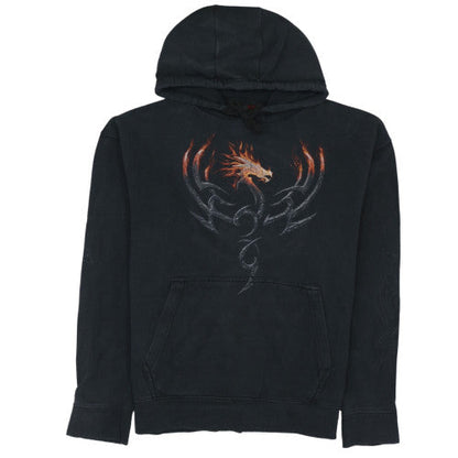 Mens UK Size XL Spiral Black Pullover Hoodie