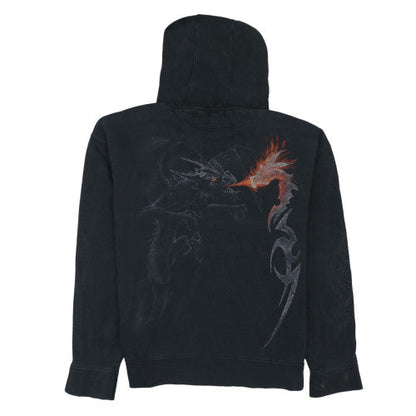 Mens UK Size XL Spiral Black Pullover Hoodie