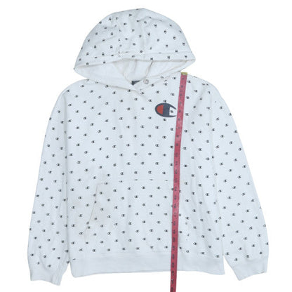 Mens UK Size L Champion White Pullover Hoodie