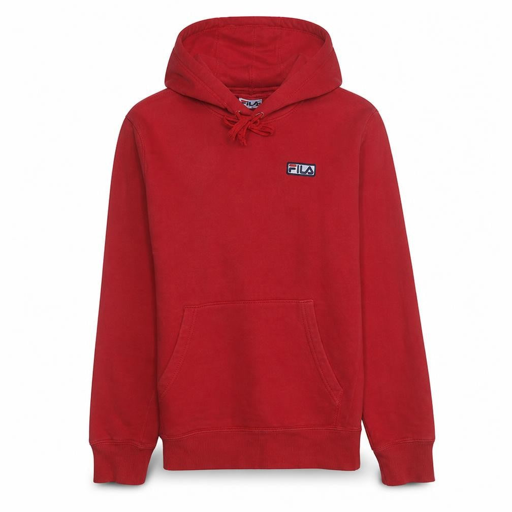 Fila Men's Red Pullover Hoodie Size S Regular Fit Fleece Sweatshirt