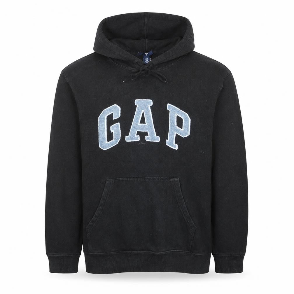 Gap Men's Black XL Pullover Hoodie Classic Logo Fleece Cotton Blend
