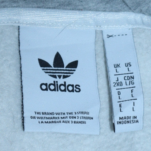 Mens UK Size L Adidas Grey 1/2 Zip Hoodie