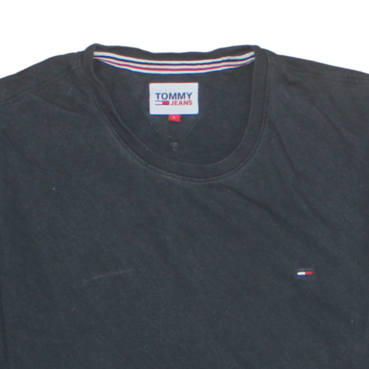 Tommy Jeans Men's Black Cotton Crew Neck Short Sleeve T-Shirt Size L