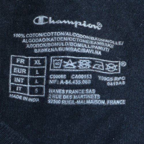 Mens UK Size XL Champion Black