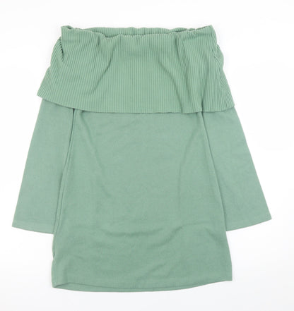 ASOS Women Green Off Shoulder Bodycon Knit Dress Size 10