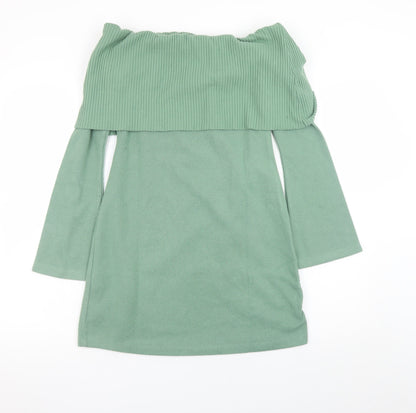 ASOS Women Green Off Shoulder Bodycon Knit Dress Size 10