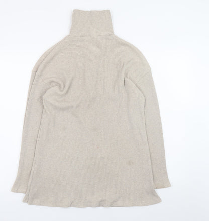 PrettyLittleThing Women Beige High Neck Half Zip Jumper Size 14