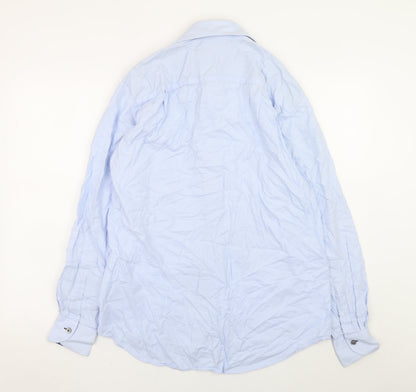Paul Costelloe Men's Blue Check Long Sleeve Classic Shirt 15.5