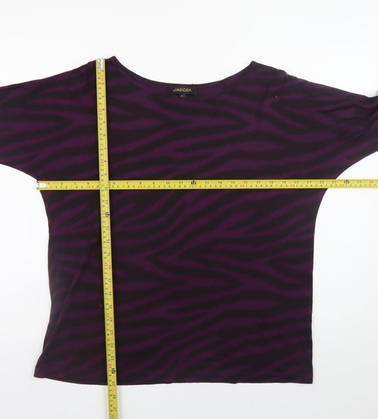 Jaeger Womens Purple Animal Print 3/4 Sleeve Tunic Blouse M