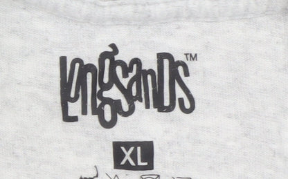 Longsands Men's Grey Euros Graphic T-Shirt XL Short Sleeve Sports Style
