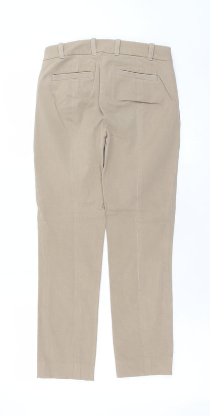 J.Crew Women Beige Stretch Cotton Blend Straight Trousers Size 00R