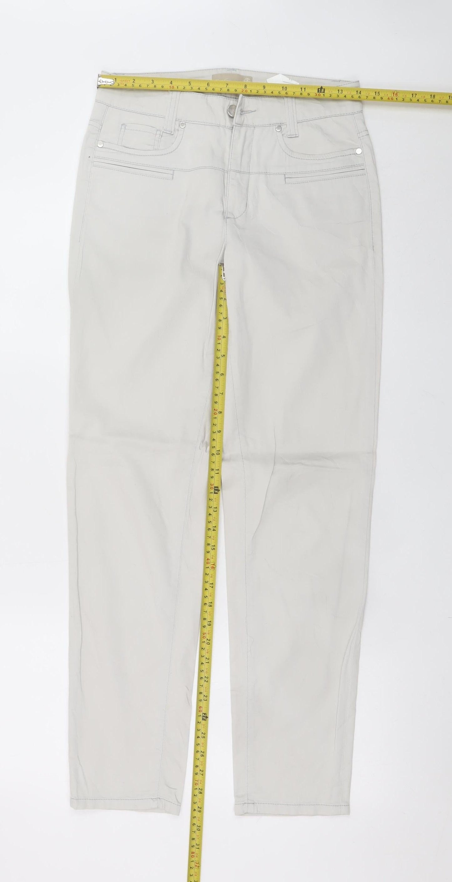 Womens UK Size 8 Cambio Regular Fit Straight Beige Jeans