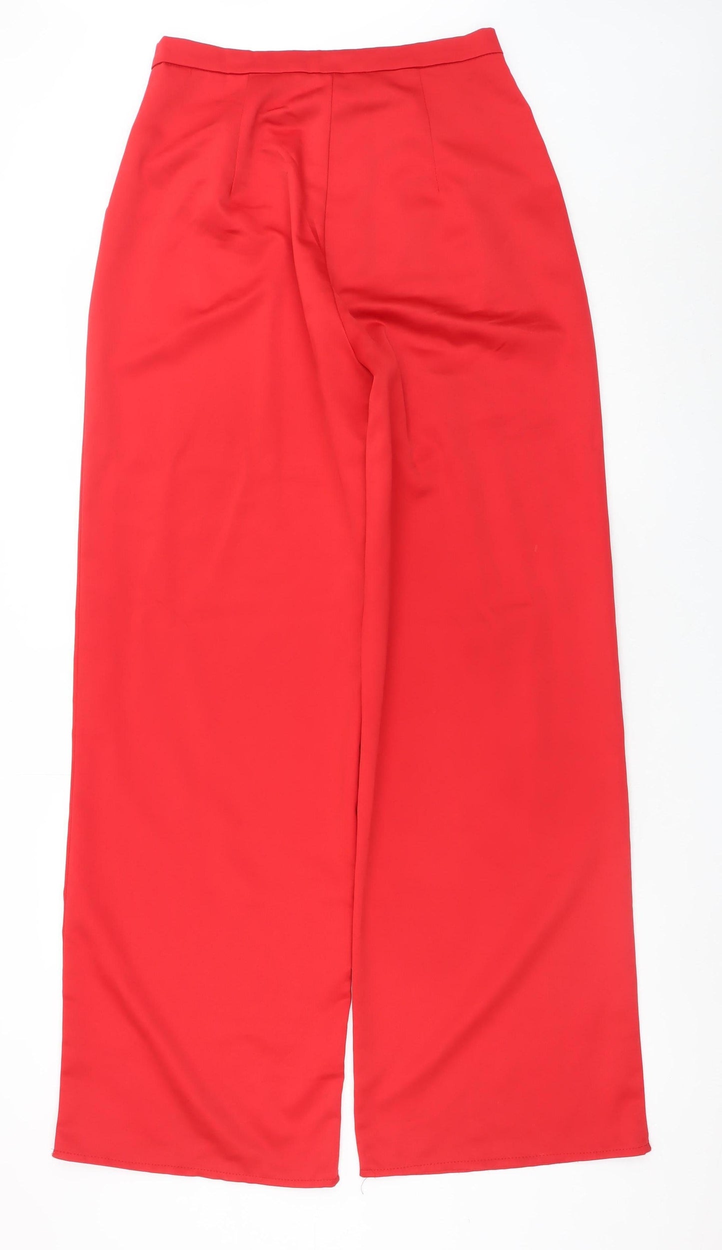 Missguided Womens Red Wide-Leg Pleated High Waisted Trousers Size 10