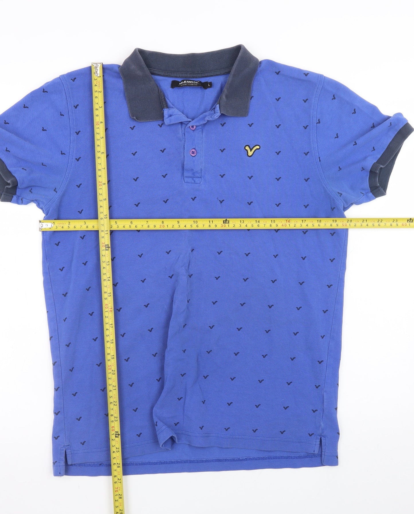 VOI Jeans Co. Men's Blue Short Sleeve Cotton Polo Shirt Size L