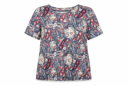 Honor Millburn Women's Multicoloured Paisley Short Sleeve Jersey Top Size 16