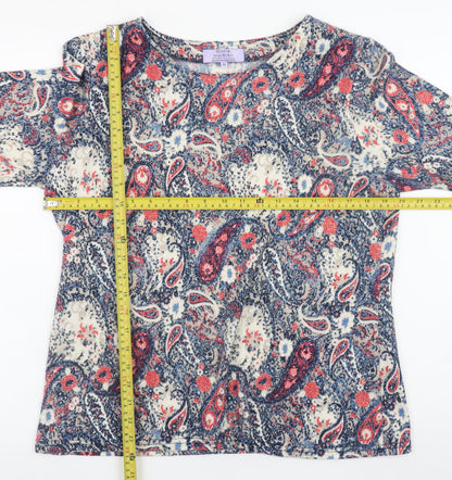 Honor Millburn Women's Multicoloured Paisley Short Sleeve Jersey Top Size 16