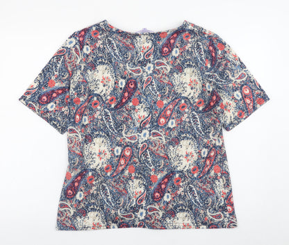 Honor Millburn Women's Multicoloured Paisley Short Sleeve Jersey Top Size 16