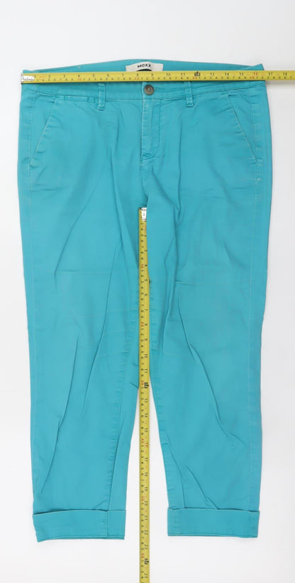 Mexx Women’s Blue Chino Trousers Size 10 Cotton Blend Stretch