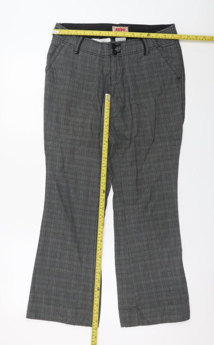 No Boundaries Girls Grey Check Chino Trousers Size 7 Cotton Casual
