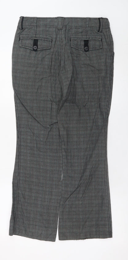 No Boundaries Girls Grey Check Chino Trousers Size 7 Cotton Casual