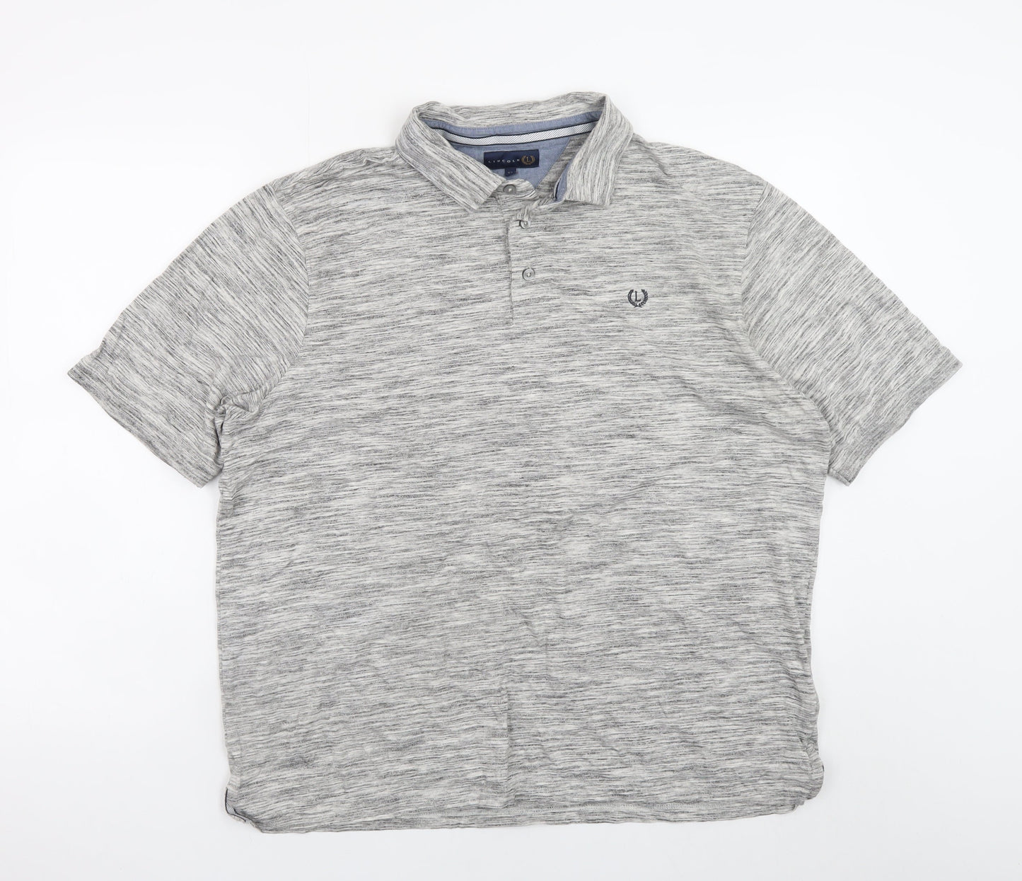Lincoln Men's Grey Marl Cotton Blend Polo Shirt XL