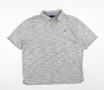 Lincoln Men's Grey Marl Cotton Blend Polo Shirt XL