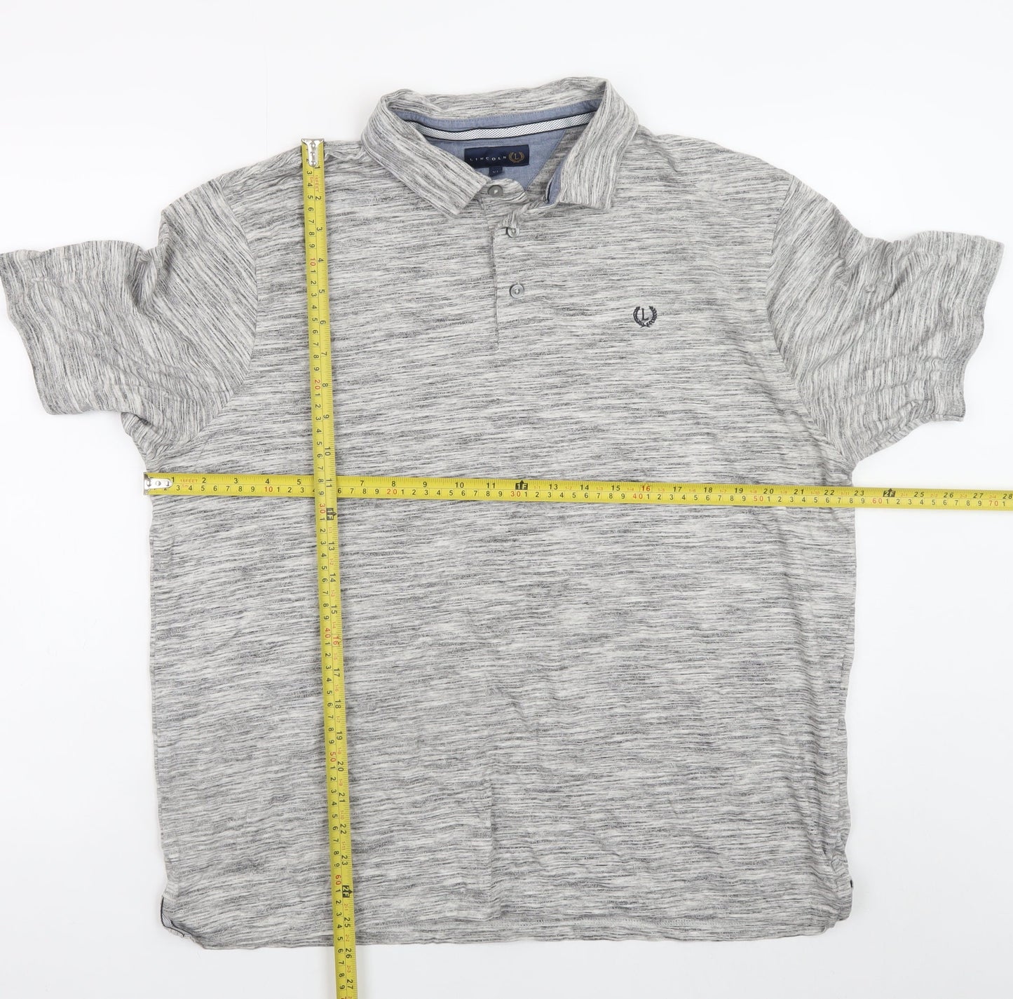 Lincoln Men's Grey Marl Cotton Blend Polo Shirt XL