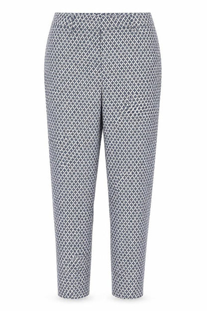 H&M Women Blue Geometric Slim Ankle Trousers Size 8