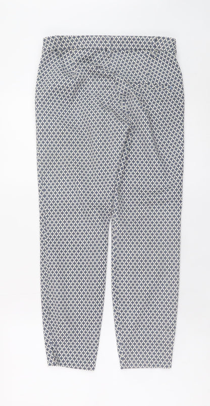 H&M Women Blue Geometric Slim Ankle Trousers Size 8