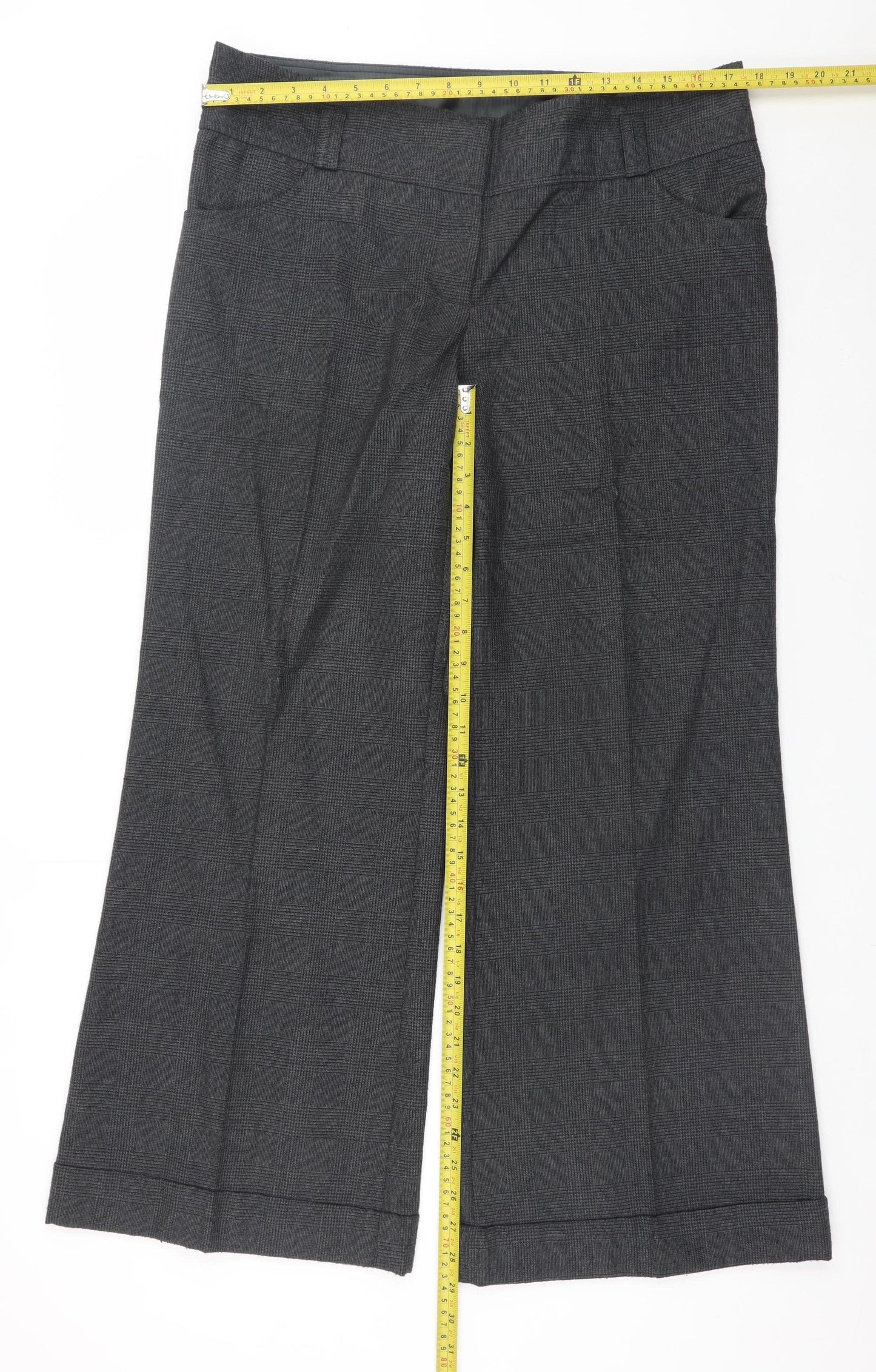 Womens UK Size 14 New Look Regular Fit Dress Pants Grey Trousers