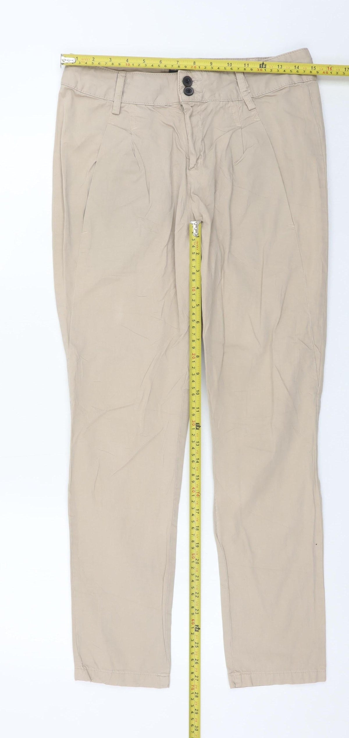 Mens UK Size XS Zara Basic Slim Fit Chino Beige Trousers