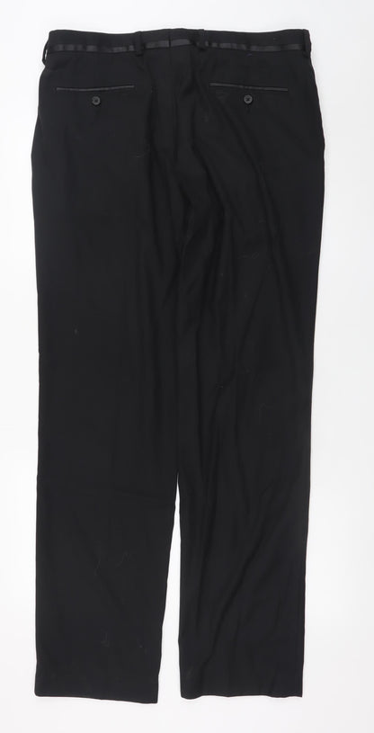 George Men's Black Regular Fit Dress Pants 33W 33L Formal Trousers
