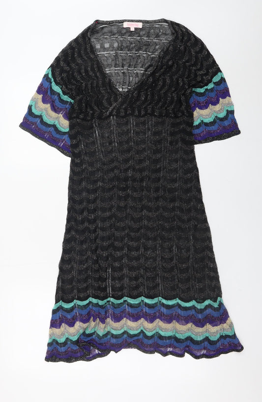 Butterfly by Matthew Williamson Black Knit Wrap Dress Women's Size 12