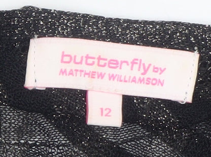 Butterfly by Matthew Williamson Black Knit Wrap Dress Women's Size 12