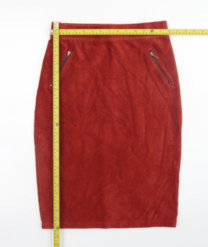 Tu Women Red Corduroy Stretch Skirt Size 10 with Zip Pockets