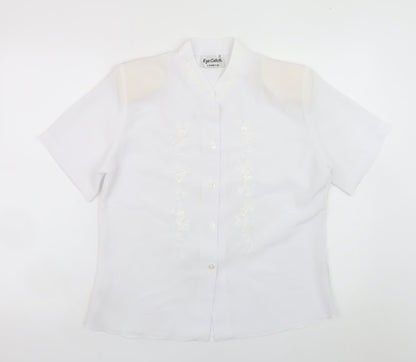 Eye Catch London Women's White Embroidered Short Sleeve Blouse Size 12