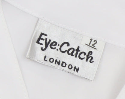 Eye Catch London Women's White Embroidered Short Sleeve Blouse Size 12
