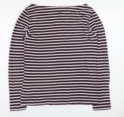 GAP Women’s Black & White Striped Long Sleeve Boat Neck Cotton Modal Jersey Top L
