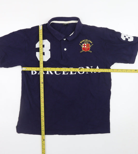 DHANLAXMI S.L.U Men's Blue Barcelona Polo Shirt Size M Cotton