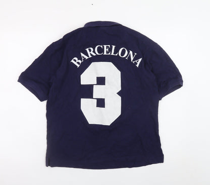 DHANLAXMI S.L.U Men's Blue Barcelona Polo Shirt Size M Cotton