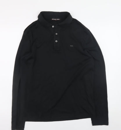 Michael Kors Men’s Black Long Sleeve Cotton Polo T-Shirt M