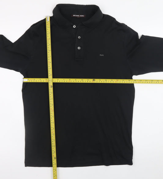 Michael Kors Men’s Black Long Sleeve Cotton Polo T-Shirt M