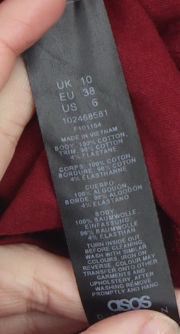 Womens UK Size 10 ASOS Design Red Pullover Sweatshirt