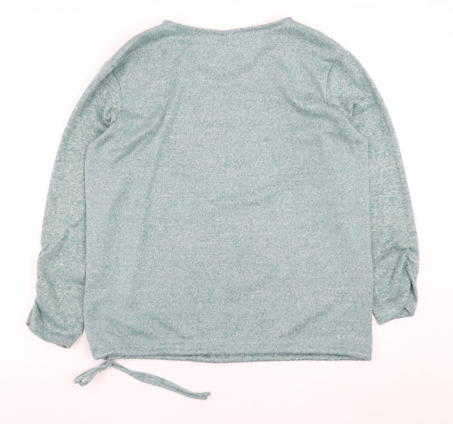 Beloved Women Green XL V-Neck Long Sleeve Stretch Jersey Top