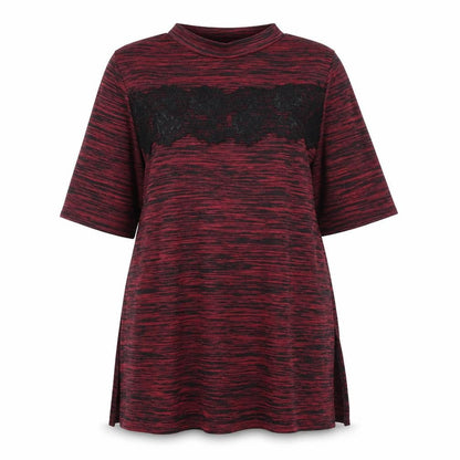 Papaya Weekend Women Red Lace Panel Tunic T-Shirt Size 14