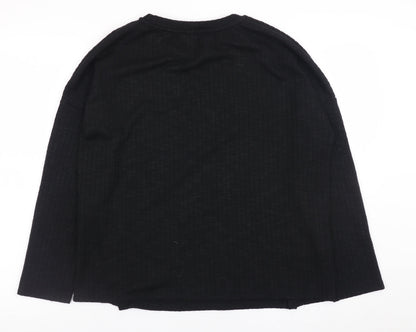Papaya Womens Black Long Sleeve Button Detail Knit Jumper Size S
